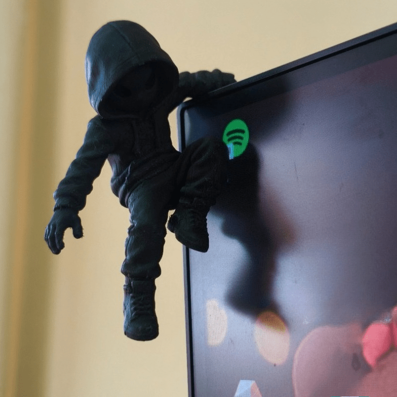 Gaming Accessories For Bedroom - Kletter-Hoodie-Alien-Mini-Statue 3D-Druck Kletterfigur für Monitor-Dekoration, seltsame